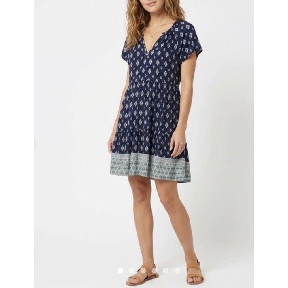 Knox Rose Blue V-neck Short Sleeve Shift Dress Size M Womens